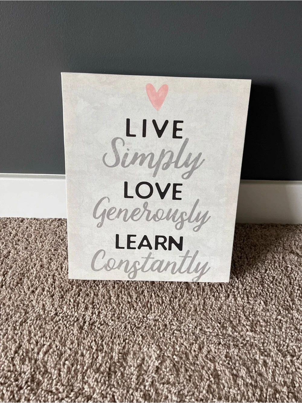 Live Simply Love Generously Learn Constantly Wall Art - Pink Accent